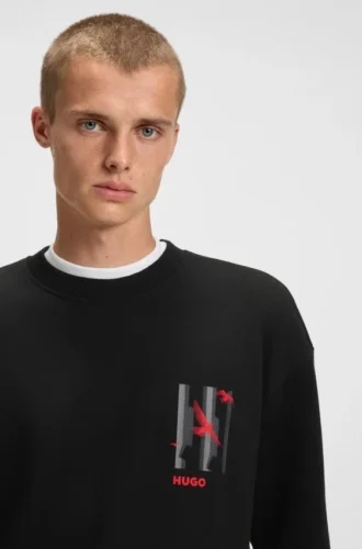 Sweatshirt mit Vogelmotiv aus Baumwollfrottee