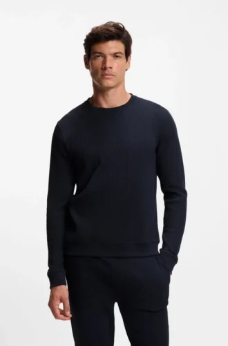 Sweatshirt mit Waffelstruktur aus einer Baumwollmischung