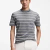 T-Shirt aus Baumwoll-Leinen-Mischung mit Querstreifen T-Shirt aus Baumwoll-Leinen-Mischung mit Querstreifen