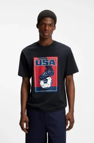 T-Shirt aus Baumwolle in lockerer Passform mit Fußballmotiv