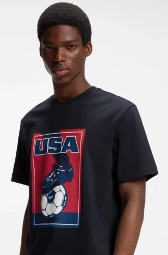 T-Shirt aus Baumwolle in lockerer Passform mit Fußballmotiv