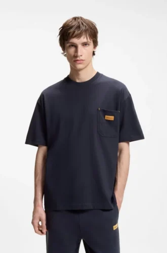T-Shirt aus Baumwolle in lockerer Passform mit Logo-Patch aus Wildleder