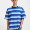T-Shirt aus Baumwolle mit Blockstreifen in lockerer Passform T-Shirt aus Baumwolle mit Blockstreifen in lockerer Passform