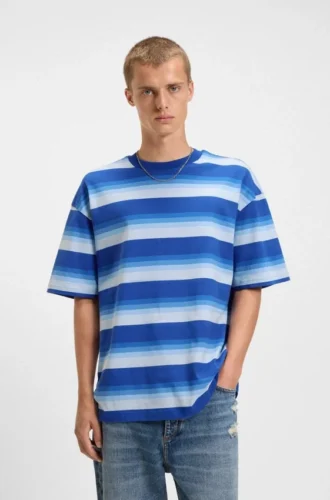 T-Shirt aus Baumwolle mit Blockstreifen in lockerer Passform