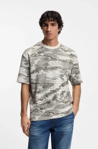 T-Shirt aus Baumwolle mit Camouflage-Jacquard
