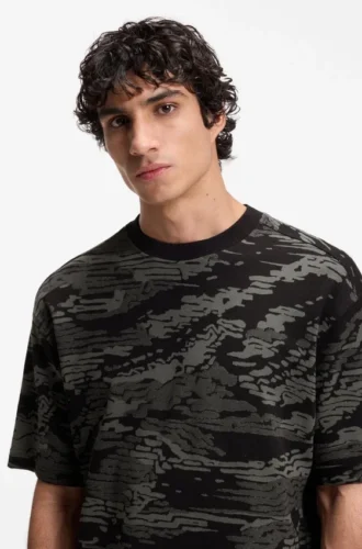 T-Shirt aus Baumwolle mit Camouflage-Jacquard