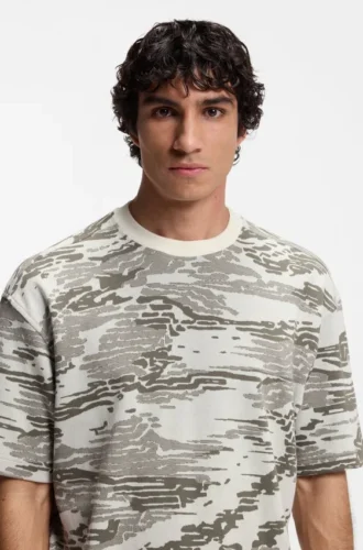 T-Shirt aus Baumwolle mit Camouflage-Jacquard