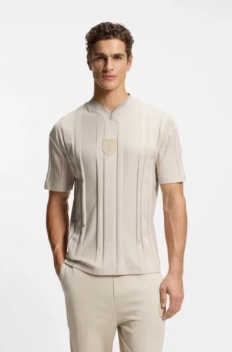 T-Shirt aus Baumwolle mit strukturierten Streifen