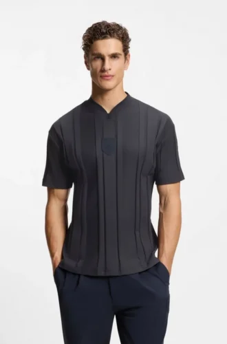 T-Shirt aus Baumwolle mit strukturierten Streifen