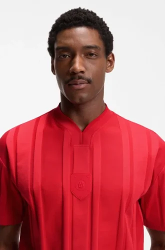 T-Shirt aus Baumwolle mit strukturierten Streifen