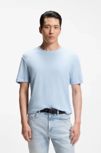 T-Shirt aus Baumwolle und Leinen in regulärer Passform