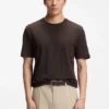 T-Shirt aus Baumwolle und Leinen in regulärer Passform