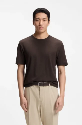 T-Shirt aus Baumwolle und Leinen in regulärer Passform