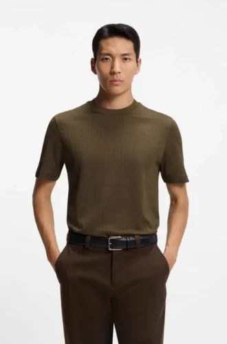 T-Shirt aus Baumwolle und Seide mit geometrischem Jacquard