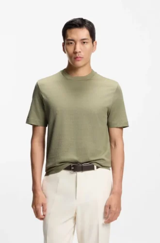 T-Shirt aus Baumwolle und Seide mit geometrischem Jacquard