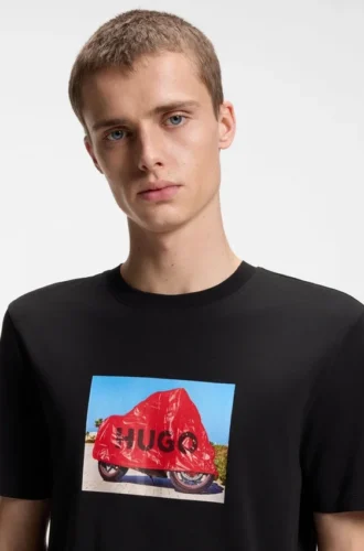 T-Shirt aus Baumwolljersey mit Biker-inspiriertem Print