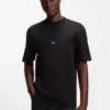 T-Shirt aus Baumwolljersey mit blauem Logo-Patch
