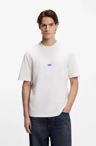 T-Shirt aus Baumwolljersey mit blauem Logo-Patch
