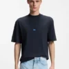 T-Shirt aus Baumwolljersey mit blauem Logo-Patch