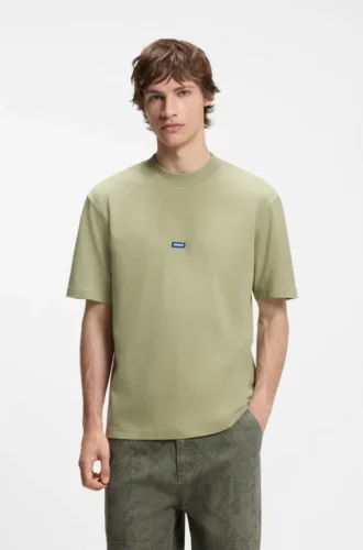 T-Shirt aus Baumwolljersey mit blauem Logo-Patch
