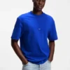 T-Shirt aus Baumwolljersey mit blauem Logo-Patch