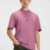 T-Shirt aus Baumwolljersey mit blauem Logo-Patch