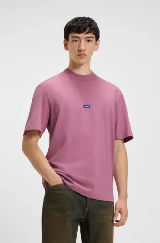 T-Shirt aus Baumwolljersey mit blauem Logo-Patch