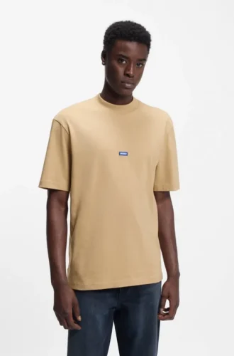 T-Shirt aus Baumwolljersey mit blauem Logo-Patch