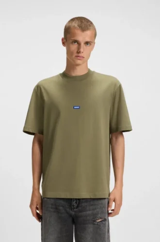 T-Shirt aus Baumwolljersey mit blauem Logo-Patch