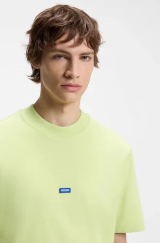 T-Shirt aus Baumwolljersey mit blauem Logo-Patch
