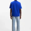 T-Shirt aus Baumwolljersey mit blauem Logo-Patch