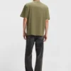 T-Shirt aus Baumwolljersey mit blauem Logo-Patch