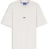 T-Shirt aus Baumwolljersey mit blauem Logo-Patch