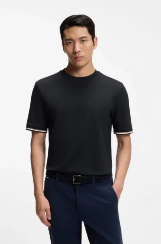 T-Shirt aus Baumwolljersey mit charakteristischen gestreiften Ärmelbündchen