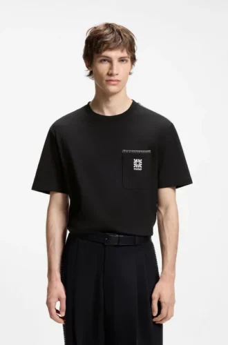 T-Shirt aus Baumwolljersey mit gesticktem Logo