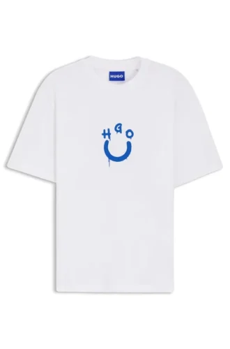 T-Shirt aus Baumwolljersey mit Happy HUGO-Logo