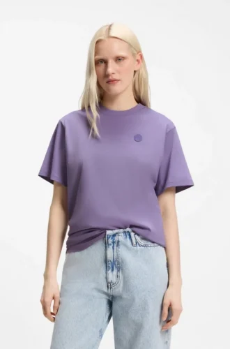 T-Shirt aus Baumwolljersey mit Happy HUGO-Logo