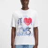 T-Shirt aus Baumwolljersey mit Happy HUGO-Motiv