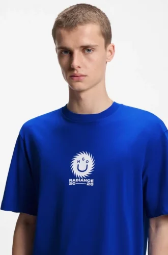 T-Shirt aus Baumwolljersey mit „Happy HUGO“-Motiv