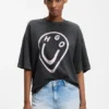 T-Shirt aus Baumwolljersey mit „Happy HUGO“-Print im Melted-Effekt
