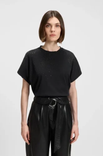 T-Shirt aus Baumwolljersey mit Kristallverzierung