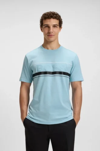 T-Shirt aus Baumwolljersey mit Logo und Streifen