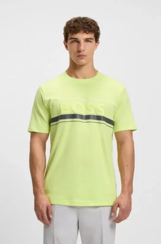 T-Shirt aus Baumwolljersey mit Logo und Streifen