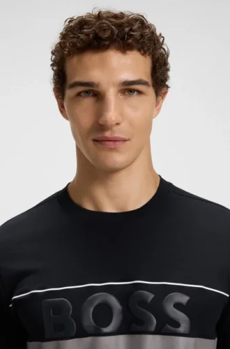 T-Shirt aus Baumwolljersey mit Logo und Streifen