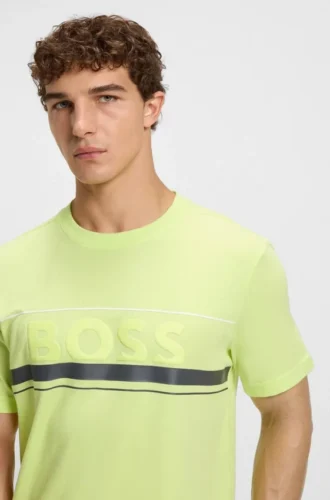 T-Shirt aus Baumwolljersey mit Logo und Streifen