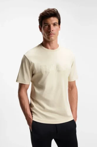 T-Shirt aus Baumwolljersey mit strukturiertem Logo