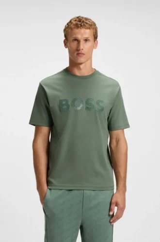 T-Shirt aus Baumwolljersey mit strukturiertem Logo