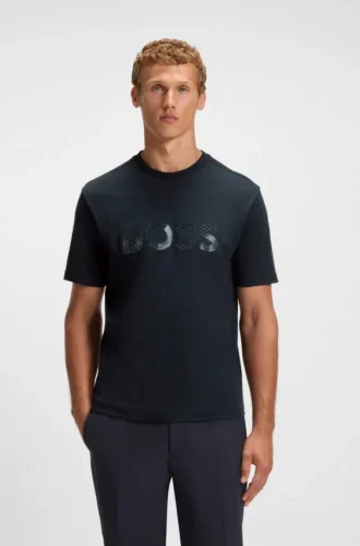 T-Shirt aus Baumwolljersey mit strukturiertem Logo