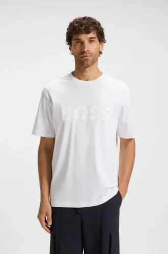 T-Shirt aus Baumwolljersey mit strukturiertem Logo