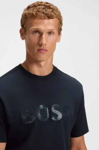 T-Shirt aus Baumwolljersey mit strukturiertem Logo